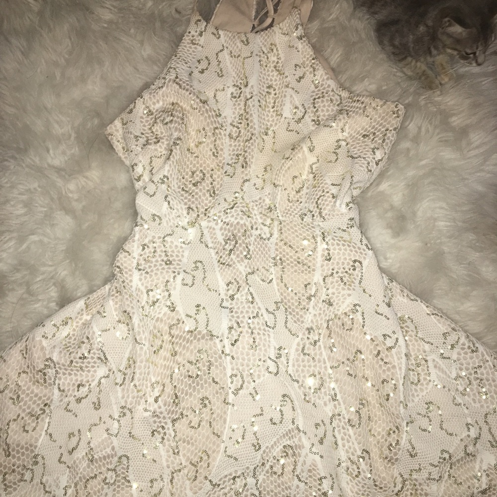 White And Gold Snakeskin Dress